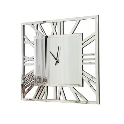 Full Mirror Roman Numbers Clock Black Room Decoration